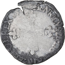 Monnaie, France, Henri III, 1/8 Ecu, Date incertaine, Rennes, TB, Argent