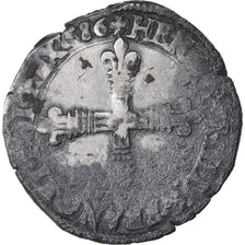 Moneta, Francia, Henri III, 1/8 Ecu, 1586, Nantes, MB, Argento, Sombart:4664