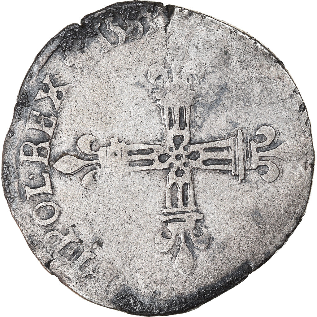 Coin, France, Henri III, 1/8 Ecu, 1585, Saint Lô, Rare, VF(30-35), Silver