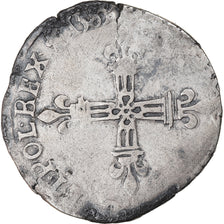 Coin, France, Henri III, 1/8 Ecu, 1585, Saint Lô, Rare, VF(30-35), Silver