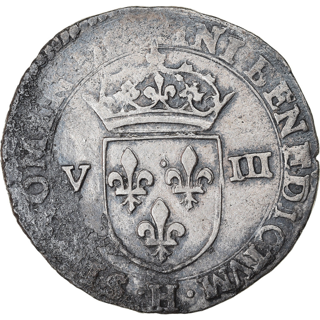 Moneda, Francia, Henri III, 1/8 Ecu, 1589/88, La Rochelle, BC+, Plata