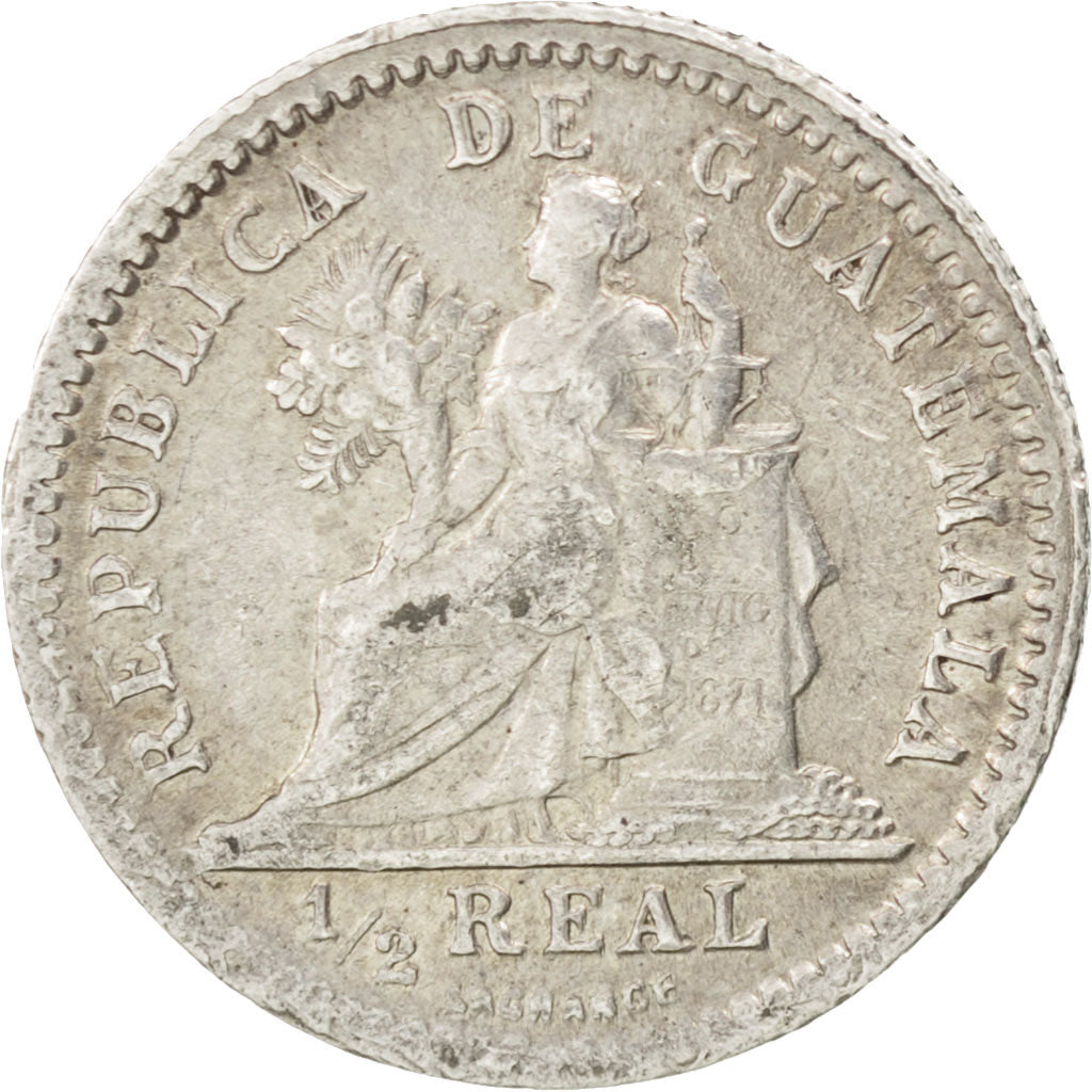 GUATEMALA, 1/2 Real, Medio, 1895, KM #165, AU(50-53), Silver, 1.59
