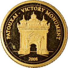 Coin, Lao, Patouxai, 500 Kip, 2008, Valcambi, MS(65-70), Gold, KM:160