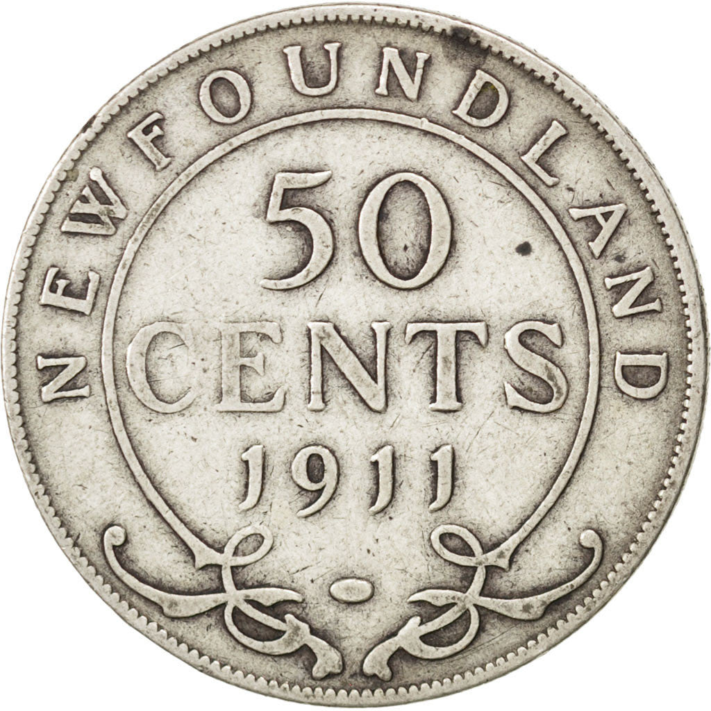 NEWFOUNDLAND, 50 Cents, 1911, Royal Canadian Mint, KM #12, VF(30-35), Silver,...