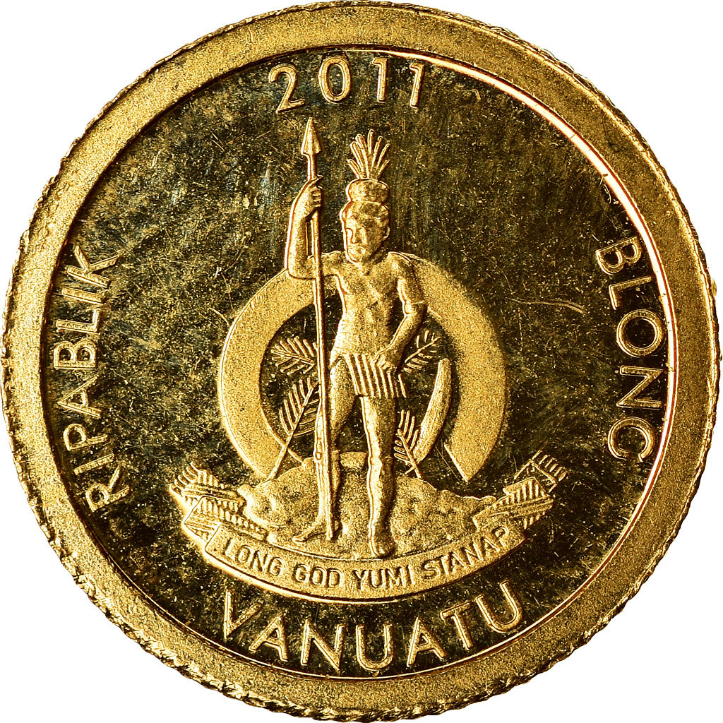 Coin, Vanuatu, Sand drawing, 20 Vatu, 2011, B.H. Mayer, MS(65-70), Gold, KM:67