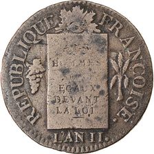 Munten, Frankrijk, Sol aux Balances, 1793, Strasbourg, FR, Bronze, Gadoury:19