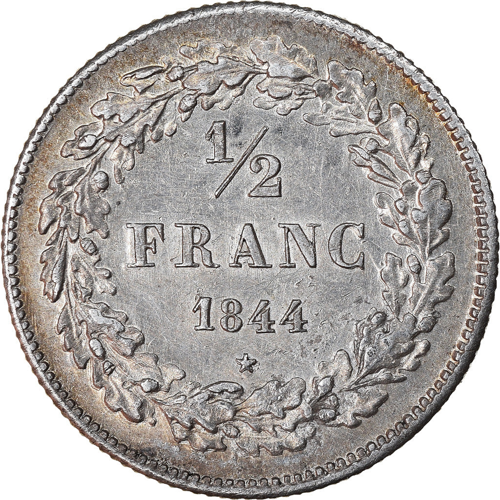 Coin, Belgium, Leopold I, 1/2 Franc, 1844, AU(55-58), Silver, KM:6