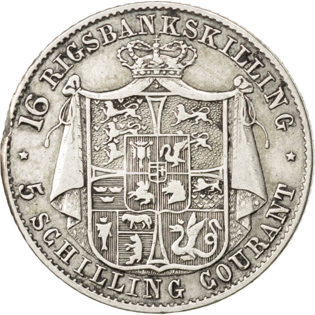 DENMARK, 16 Rigsbankskilling, 1842, Copenhagen, KM #733, EF(40-45), Silver, 4.22