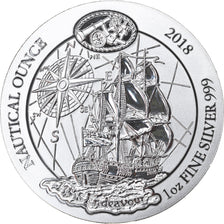 Coin, Rwanda, HMS Endeavour, 50 Francs, 2018, 1 Oz, MS(65-70), Silver