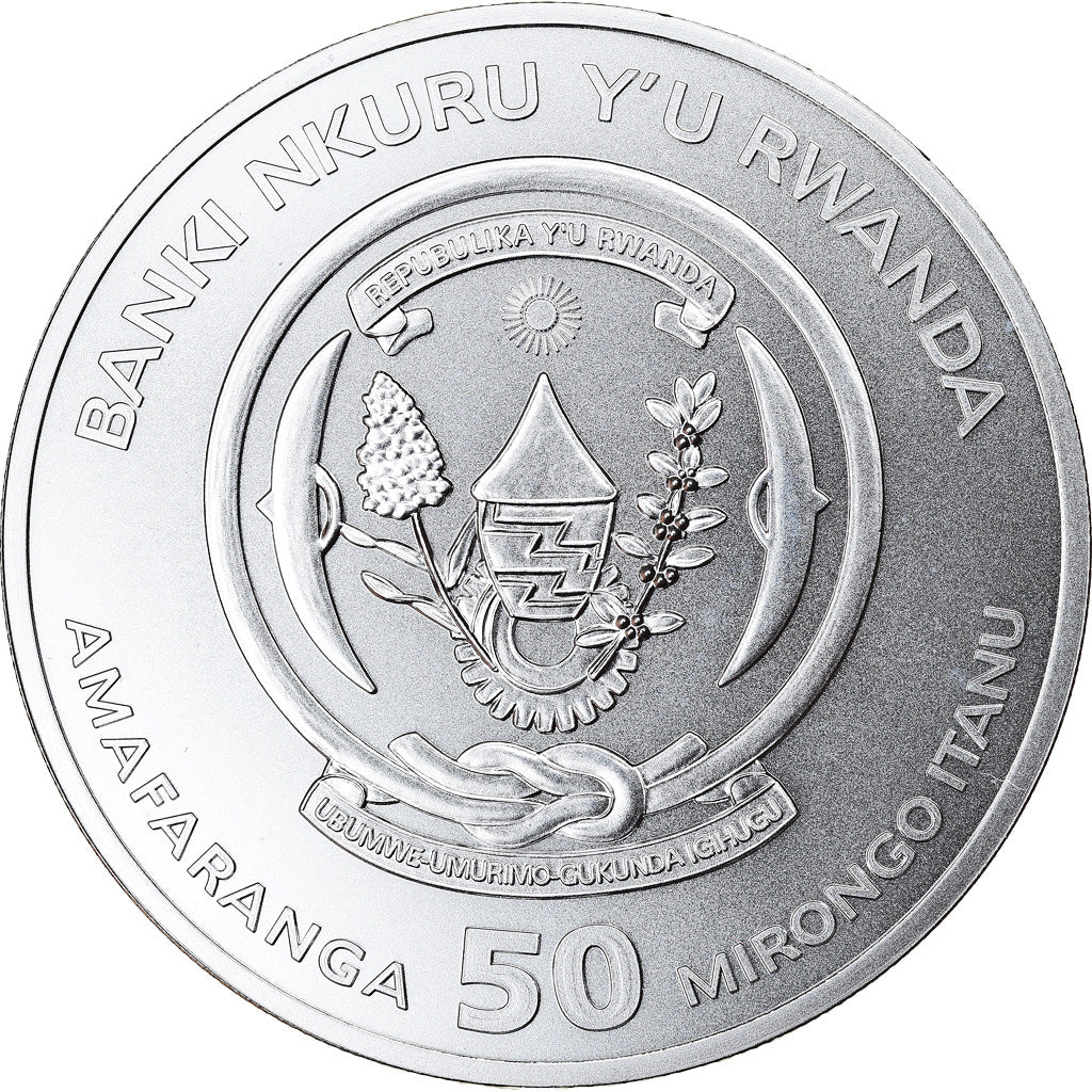Coin, Rwanda, HMS Endeavour, 50 Francs, 2018, 1 Oz, MS(65-70), Silver