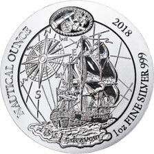 Coin, Rwanda, HMS Endeavour, 50 Francs, 2018, 1 Oz, MS(65-70), Silver