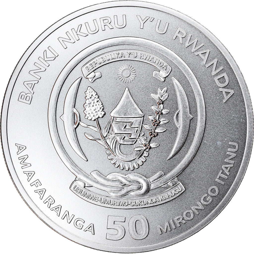 Coin, Rwanda, HMS Endeavour, 50 Francs, 2018, 1 Oz, MS(65-70), Silver