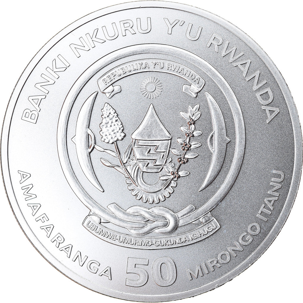 Moneta, Ruanda, HMS Endeavour, 50 Francs, 2018, 1 Oz, FDC, Argento