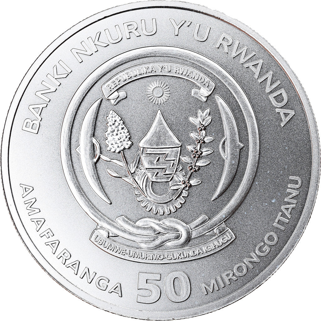 Moneta, Ruanda, Giraffes, 50 Francs, 2018, 1 Oz, FDC, Argento