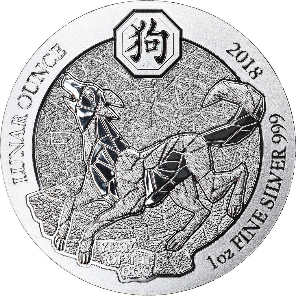 Münze, Ruanda, Year of the Dog, 50 Francs, 2018, 1 Oz, STGL, Silber