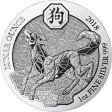 Münze, Ruanda, Year of the Dog, 50 Francs, 2018, 1 Oz, STGL, Silber