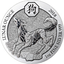 Coin, Rwanda, Year of the Dog, 50 Francs, 2018, 1 Oz, MS(65-70), Silver