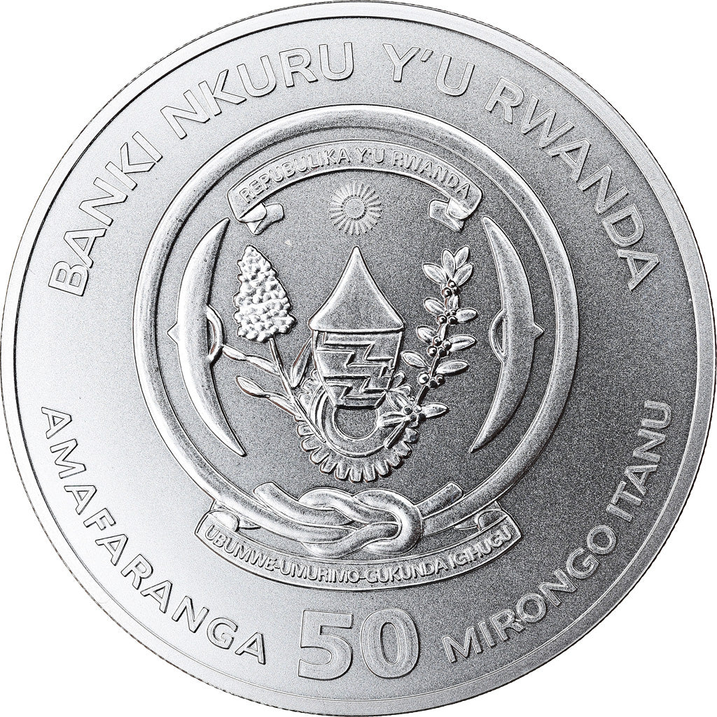 Coin, Rwanda, Year of the Dog, 50 Francs, 2018, 1 Oz, MS(65-70), Silver
