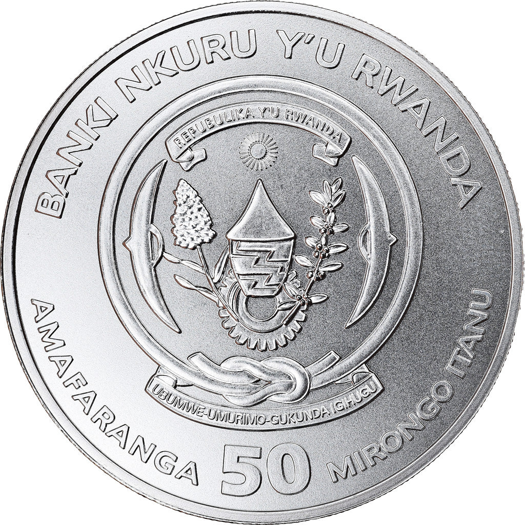 Coin, Rwanda, Year of the Rooster, 50 Francs, 2017, 1 Oz, MS(65-70), Silver