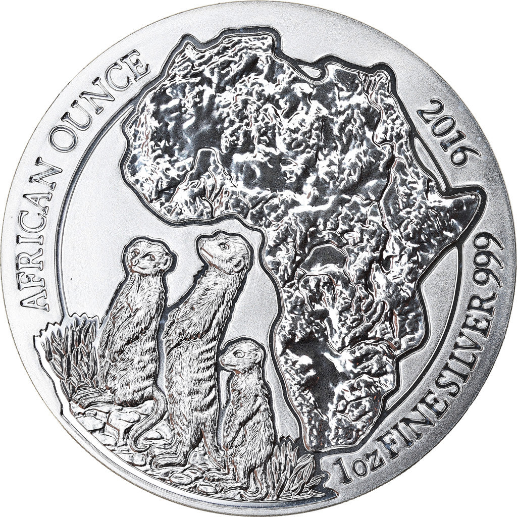 Moneta, Ruanda, Suricate, 50 Francs, 2016, 1 Oz, FDC, Argento