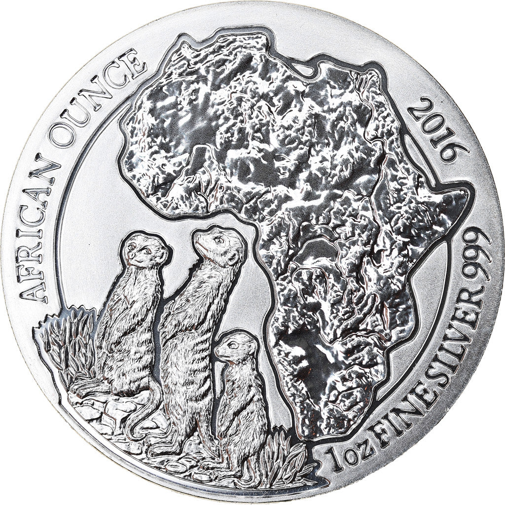Coin, Rwanda, Suricate, 50 Francs, 2016, 1 Oz, MS(65-70), Silver