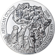 Moneta, Ruanda, Suricate, 50 Francs, 2016, 1 Oz, FDC, Argento
