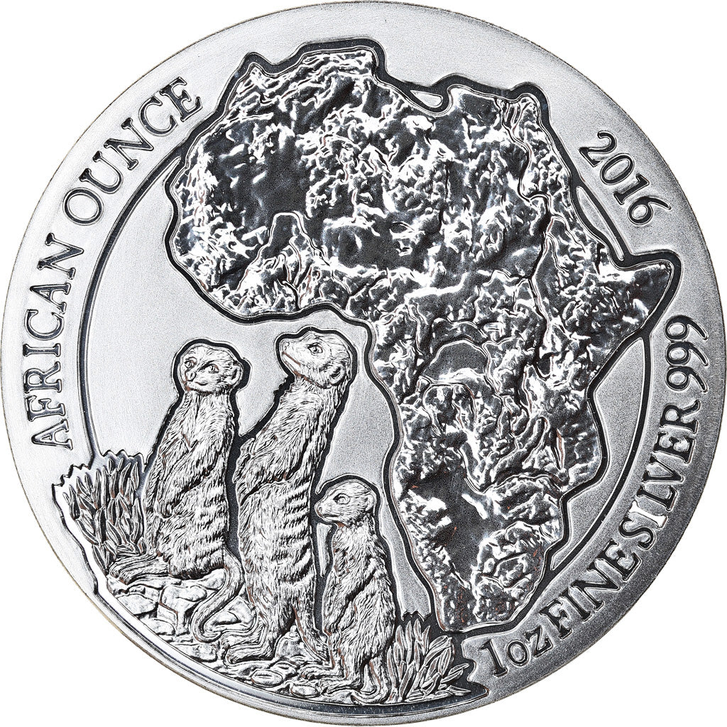 Coin, Rwanda, Suricate, 50 Francs, 2016, 1 Oz, MS(65-70), Silver