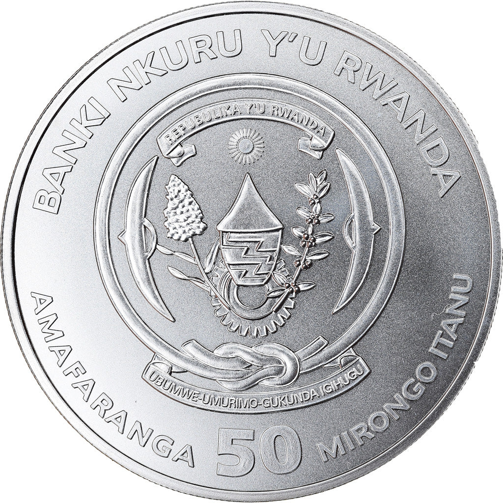Coin, Rwanda, Suricate, 50 Francs, 2016, 1 Oz, MS(65-70), Silver