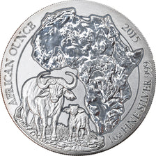 Coin, Rwanda, Cape Buffalo, 50 Francs, 2015, 1 Oz, MS(65-70), Silver