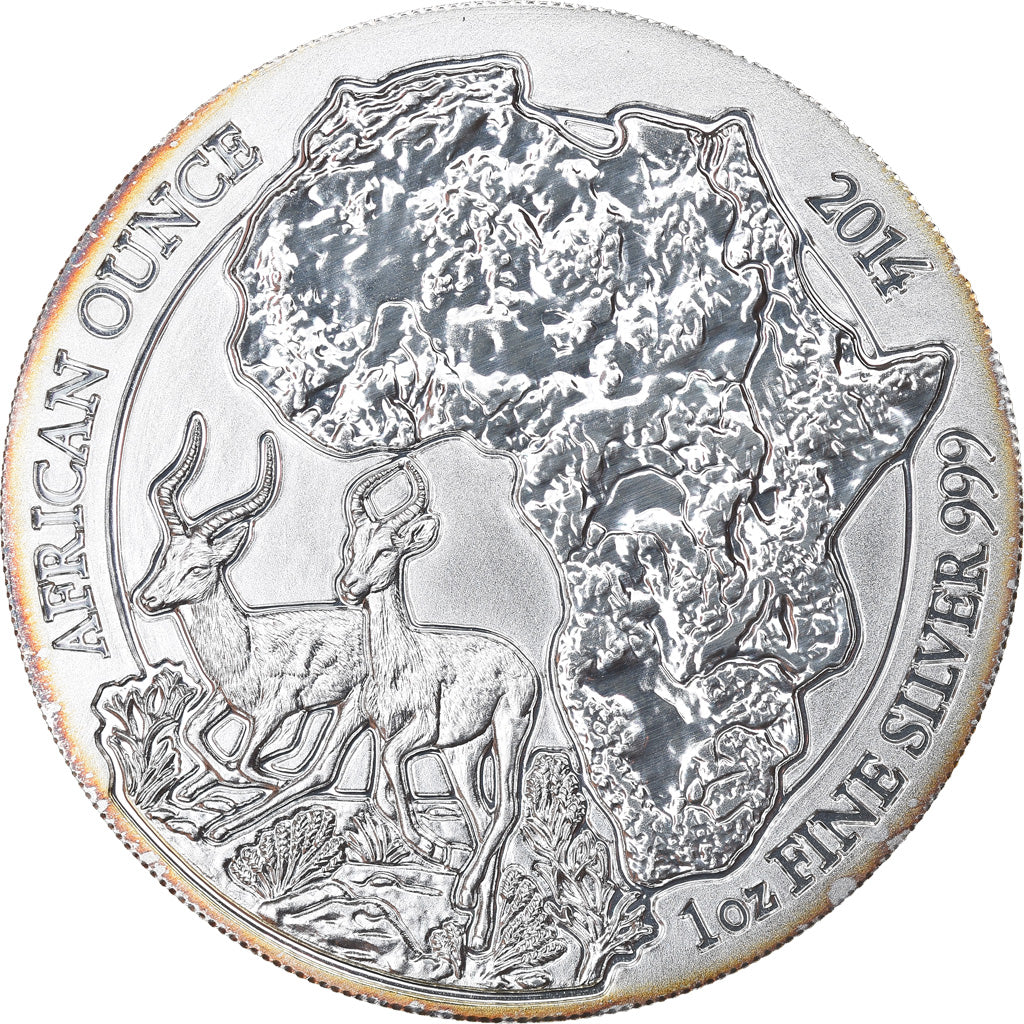Coin, Rwanda, Impala, 50 Francs, 2014, 1 Oz, MS(65-70), Silver