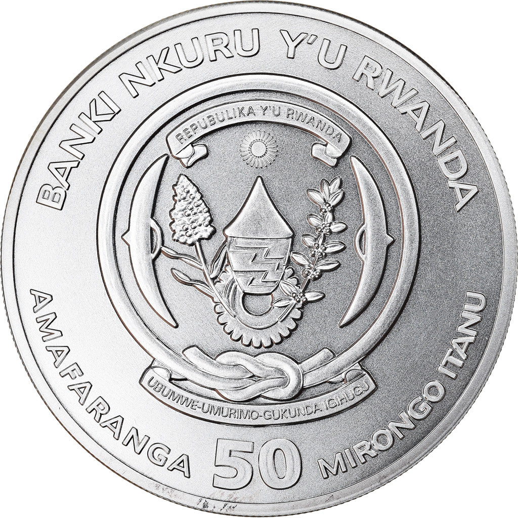 Coin, Rwanda, Cheetah, 50 Francs, 2013, 1 Oz, MS(65-70), Silver