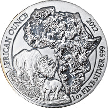Coin, Rwanda, Rhinocéros, 50 Francs, 2012, 1 Oz, MS(65-70), Silver