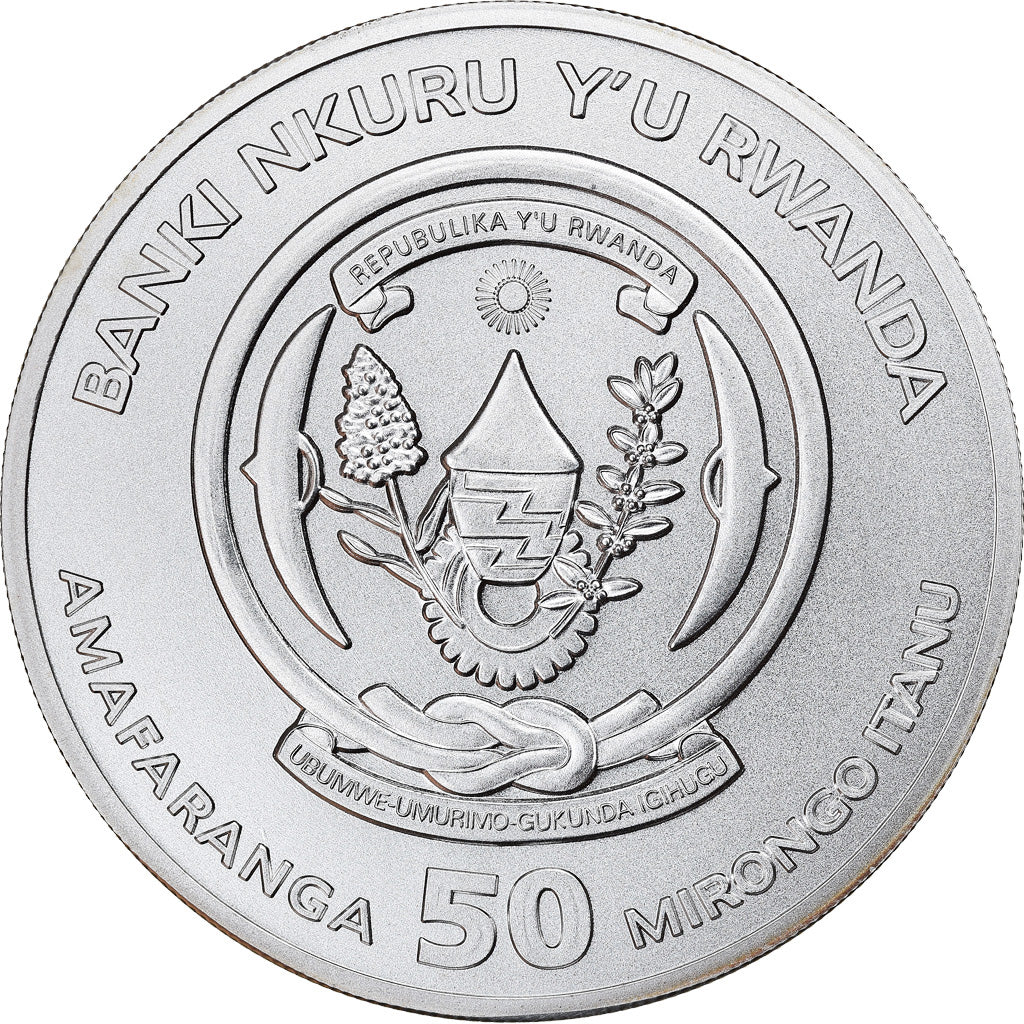 Coin, Rwanda, Rhinocéros, 50 Francs, 2012, 1 Oz, MS(65-70), Silver