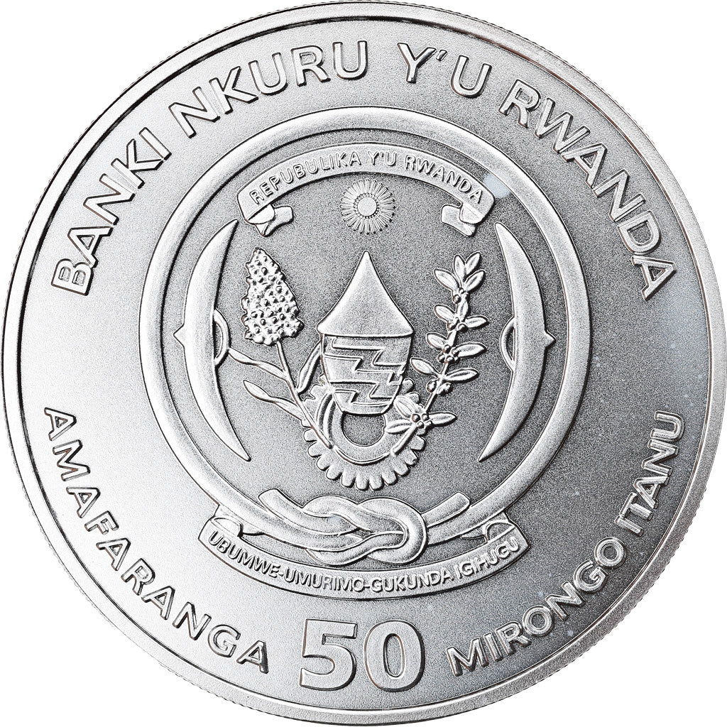 Münze, Ruanda, Zebra, 50 Francs, 2011, 1 Oz, STGL, Silber