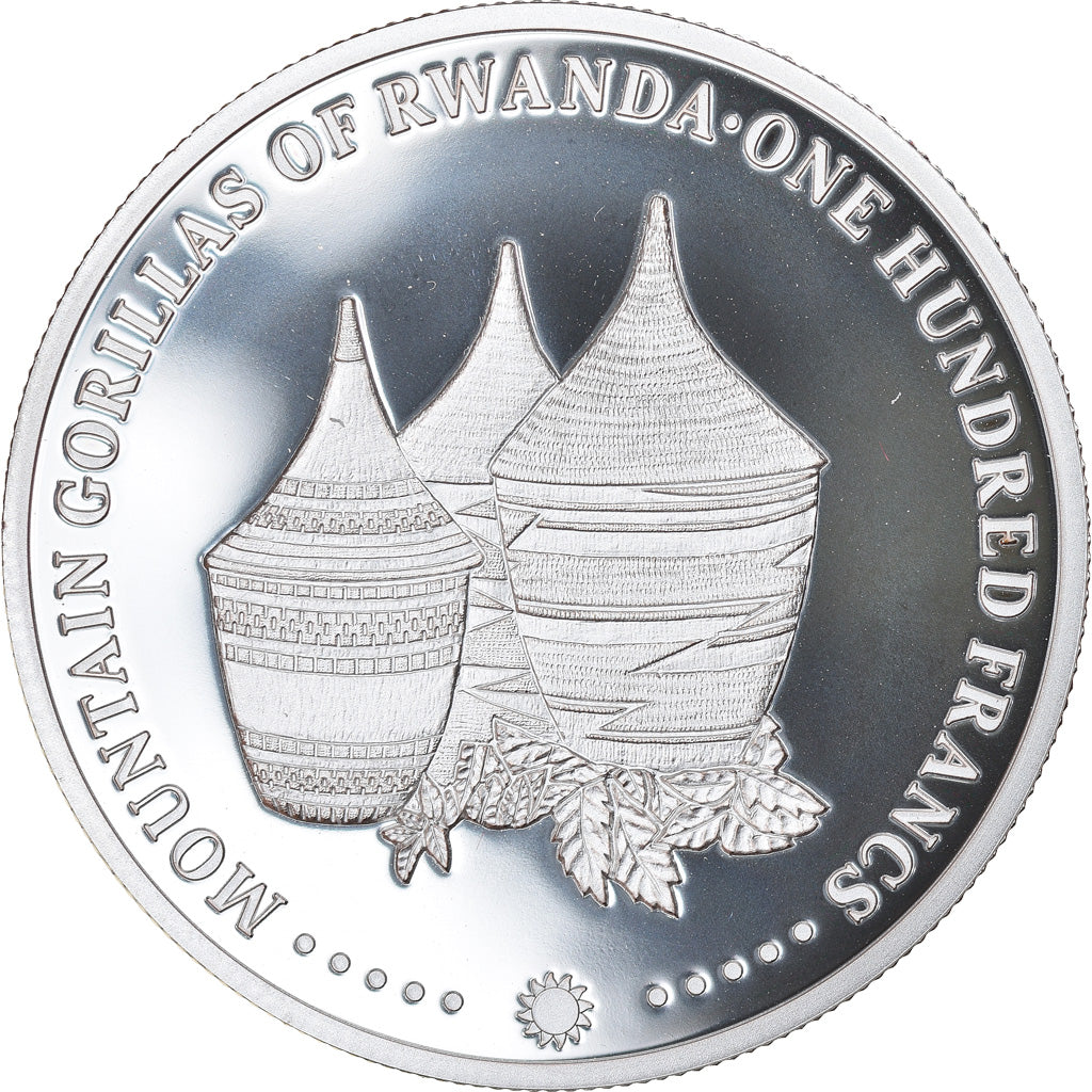 Coin, Rwanda, Mountain Gorilla, 100 Francs, 2010, 1 Oz, MS(65-70), Silver