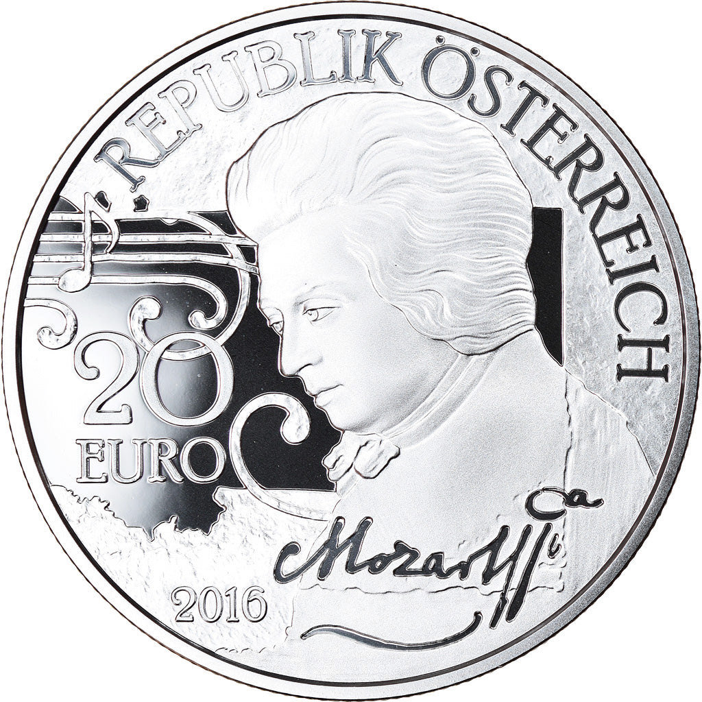 Coin, Austria, Mozart, 20 Euro, 2016, MS(65-70), Silver