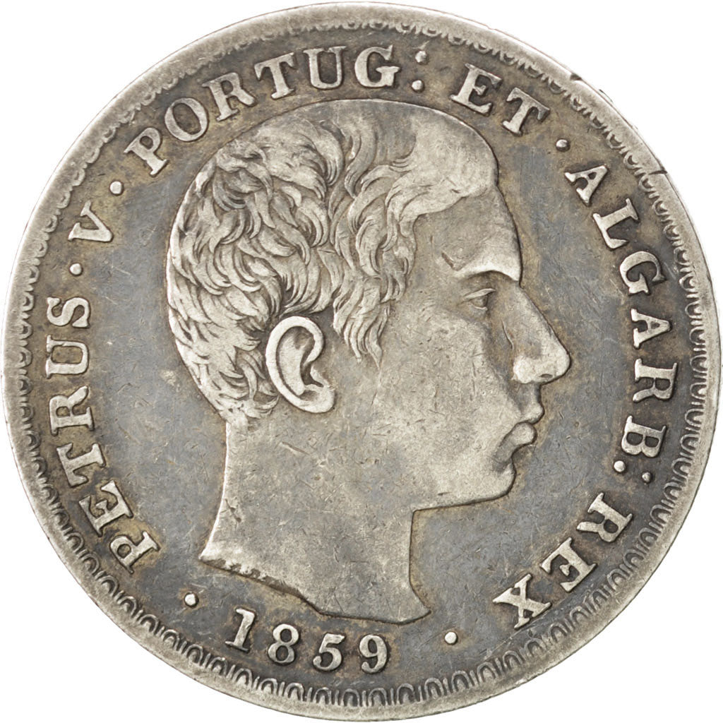 PORTUGAL, 500 Reis, 1859, Paris, KM #498, VF(30-35), Silver, 12.29