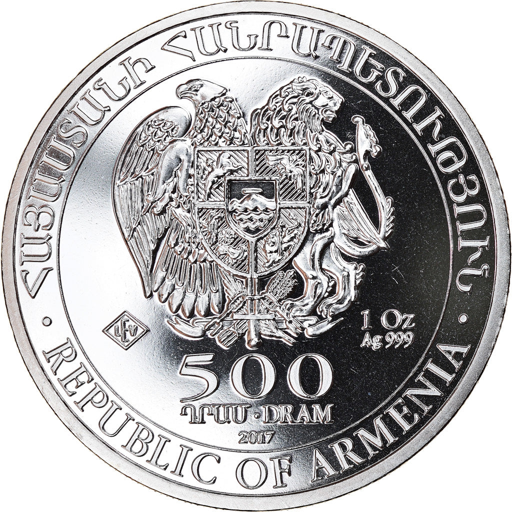 Coin, Armenia, Noah's Ark, 500 Dram, 2017, 1 Oz, MS(65-70), Silver