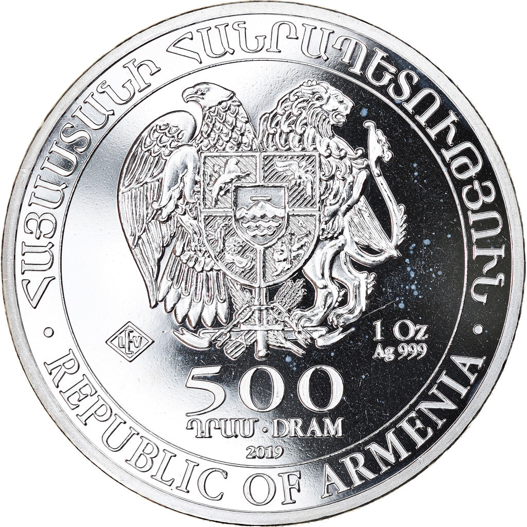 Coin, Armenia, Noah's Ark, 500 Dram, 2019, 1 Oz, MS(65-70), Silver