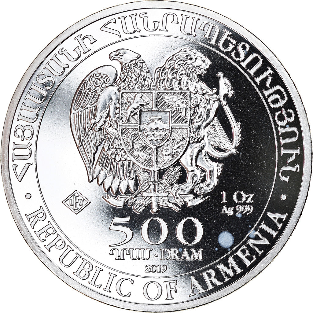 Coin, Armenia, Noah's Ark, 500 Dram, 2019, 1 Oz, MS(65-70), Silver
