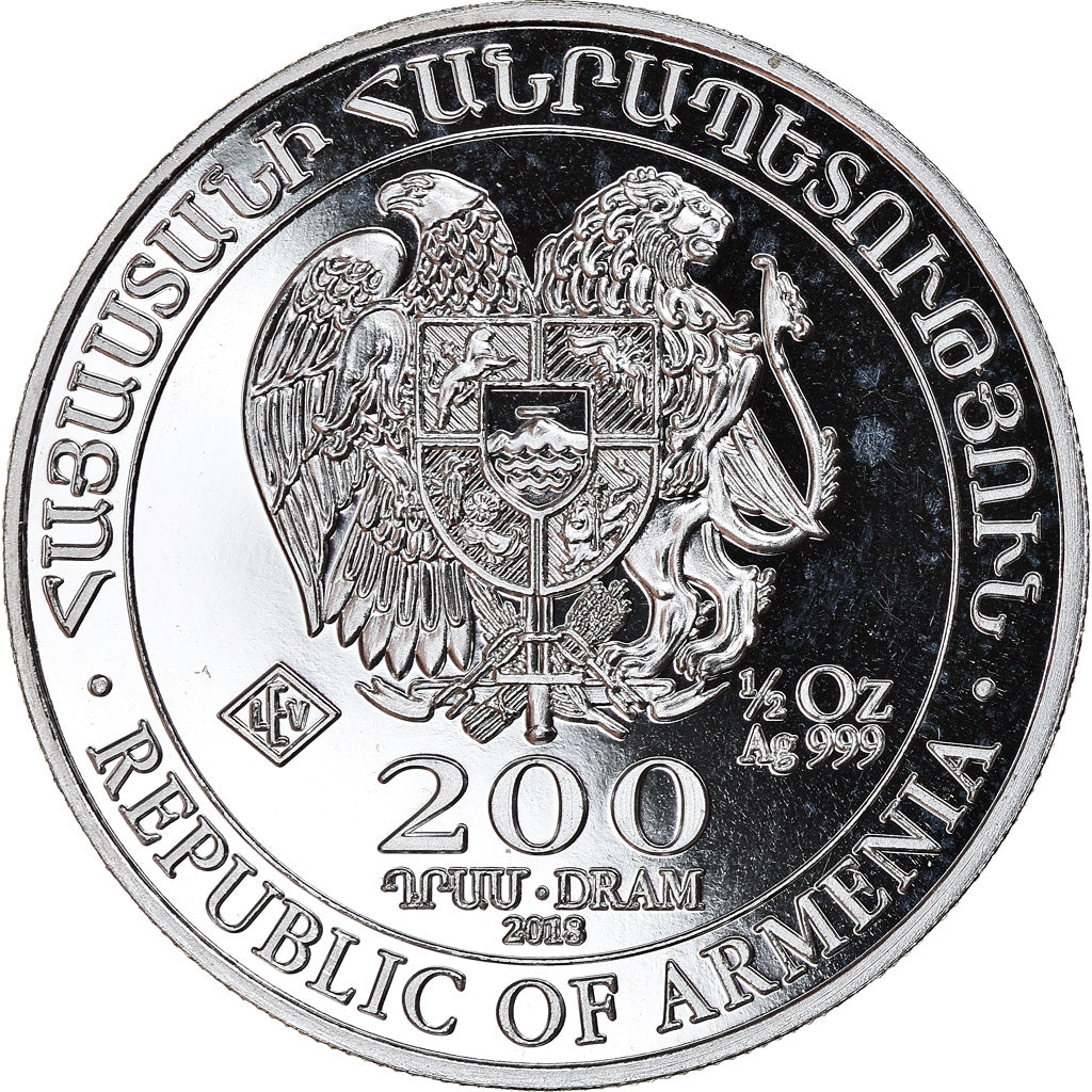 Coin, Armenia, Noah's Ark, 200 Dram, 2018, 1/2 Oz, MS(65-70), Silver