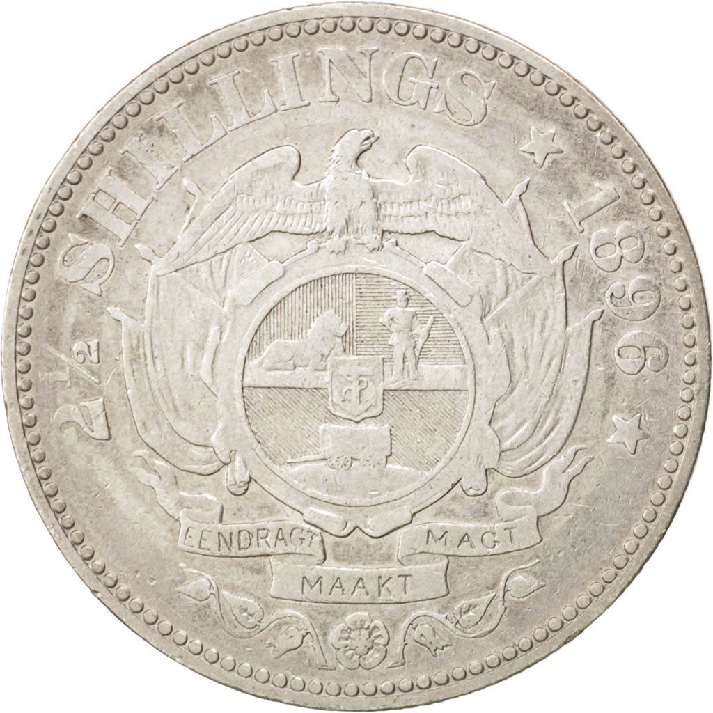 SOUTH AFRICA, 2-1/2 Shillings, 1896, KM #7, EF(40-45), Silver, 13.97