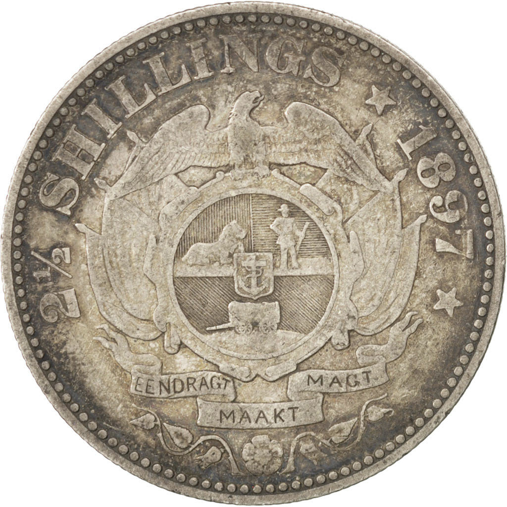 Coin, South Africa, 2-1/2 Shillings, 1897, VF(30-35), Silver, KM:7
