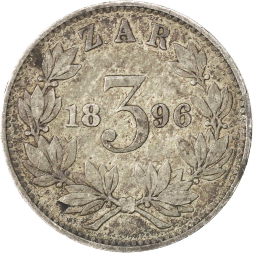 Coin, South Africa, 3 Pence, 1896, EF(40-45), Silver, KM:3