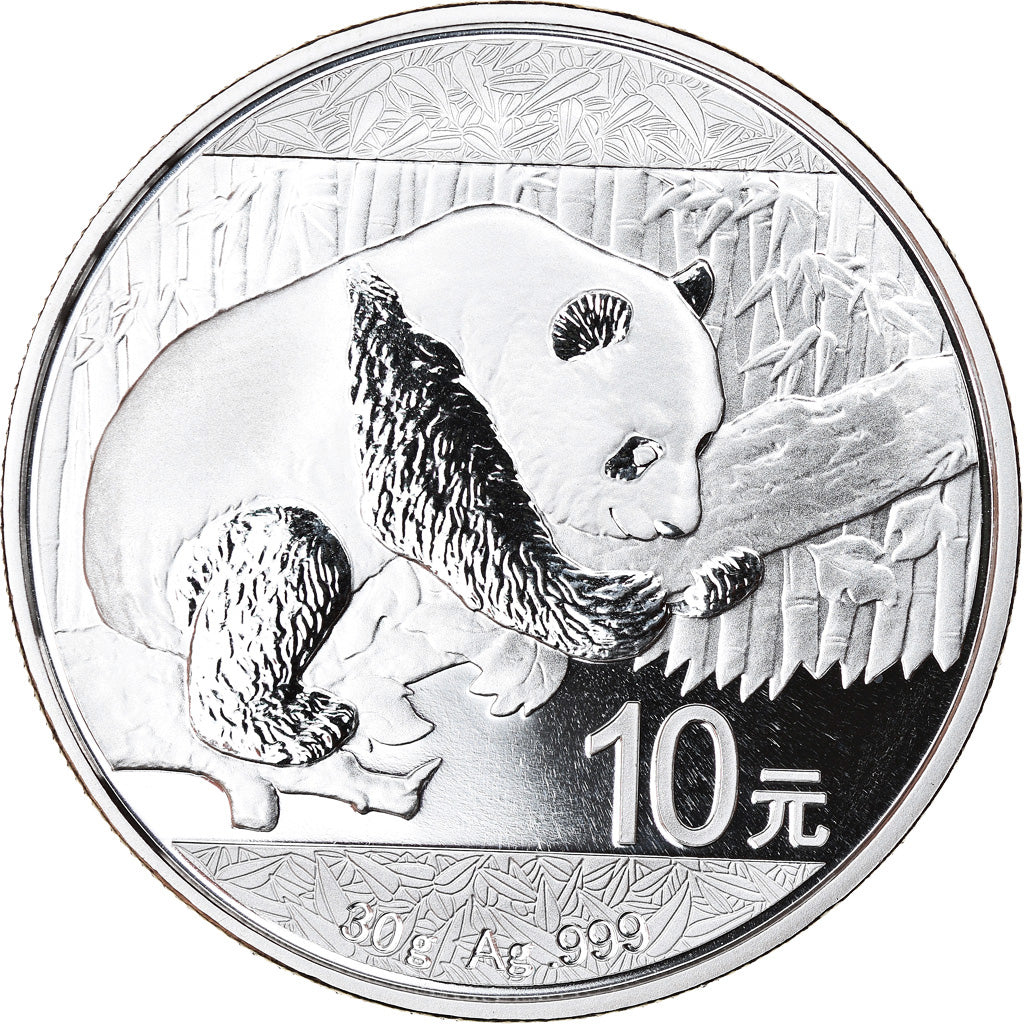 Coin, China, Panda, 10 Yüan, 2016, Bullion, MS(65-70), Silver