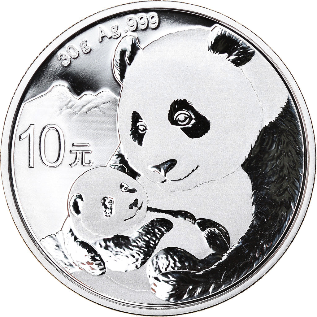 Coin, China, Panda, 10 Yüan, 2019, Bullion, MS(65-70), Silver