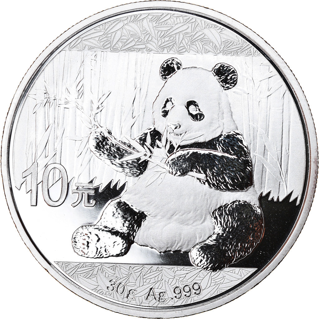 Coin, China, Panda, 10 Yüan, 2017, Bullion, MS(65-70), Silver