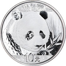 Coin, China, Panda, 10 Yüan, 2018, Bullion, MS(65-70), Silver