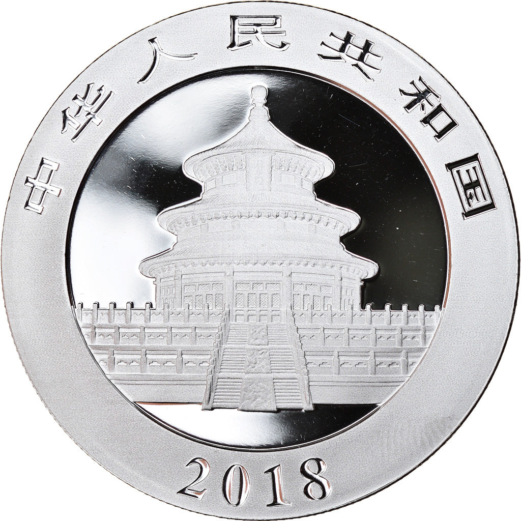 Coin, China, Panda, 10 Yüan, 2018, Bullion, MS(65-70), Silver