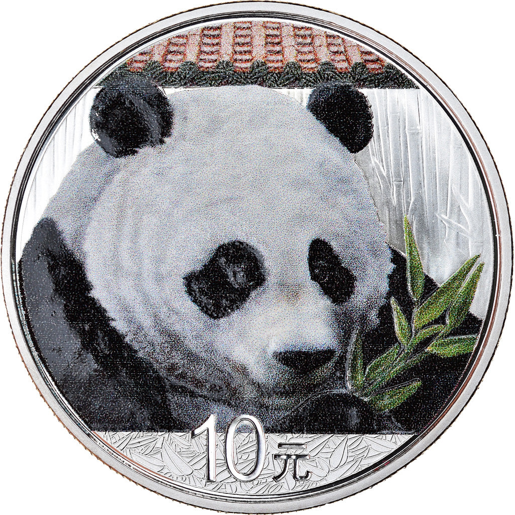 Coin, China, Panda, 10 Yüan, 2018, Colorised, MS(65-70), Silver